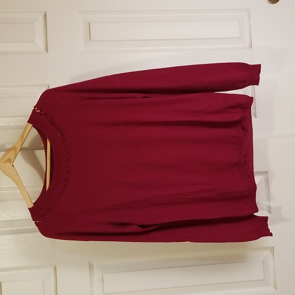 Aventura Red Crosshatch Detail Long Sleeve Shirt - M - Picture 2 of 5